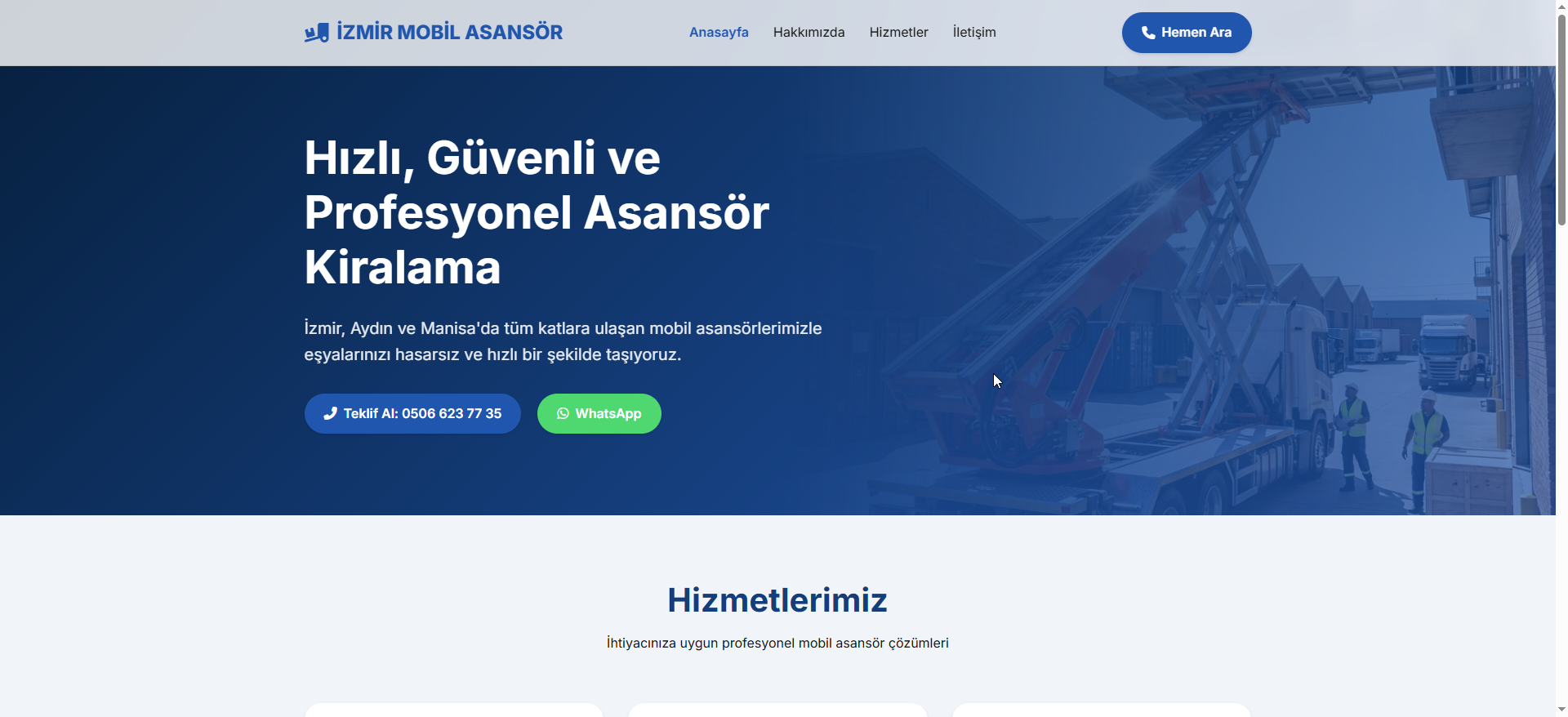IzmirMobilAsansorKiralama.com – Web Yazılım, SEO, Google Ads ve Sürekli Dijital Yönetim Projesi