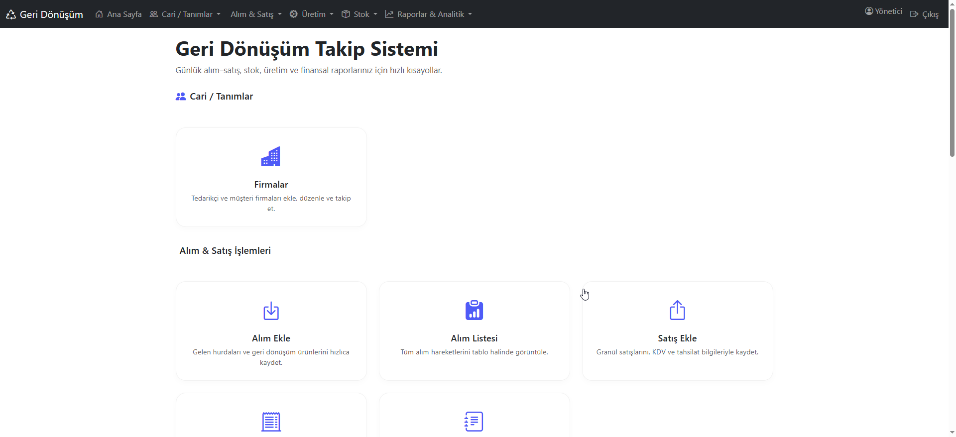 Geri Dönüşüm İşletmeleri İçin Uçtan Uca ERP ve İş Zekası Sistemi